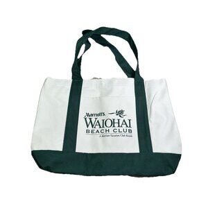 Marrott Waiohai Beach Club Canvas Green Tote Pool Beach Bag
